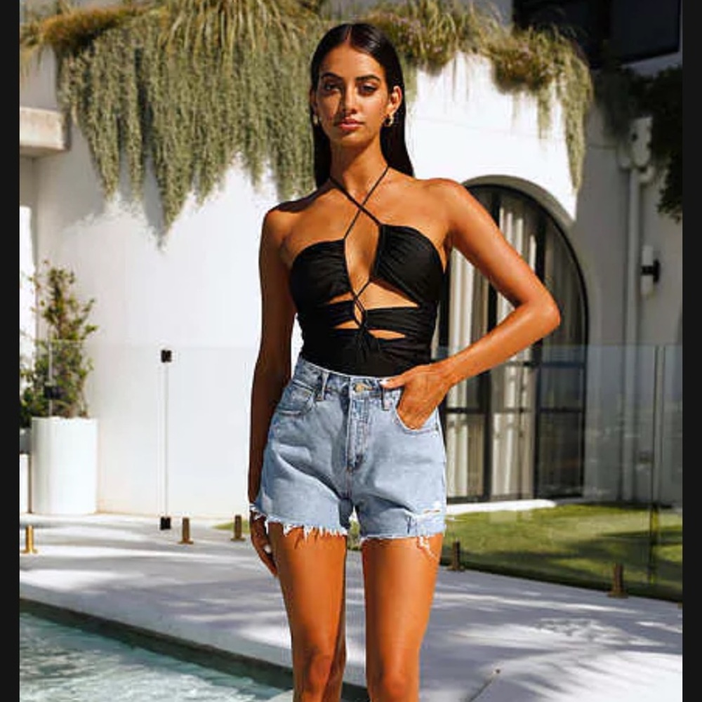 Black Halter Cutout bodysuit